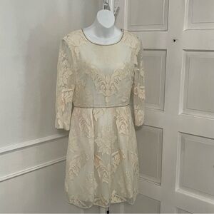 Dolce Vita by‎ Anthropologie Cream Lace Above Knee Dress Woman’s Size Medium NEW